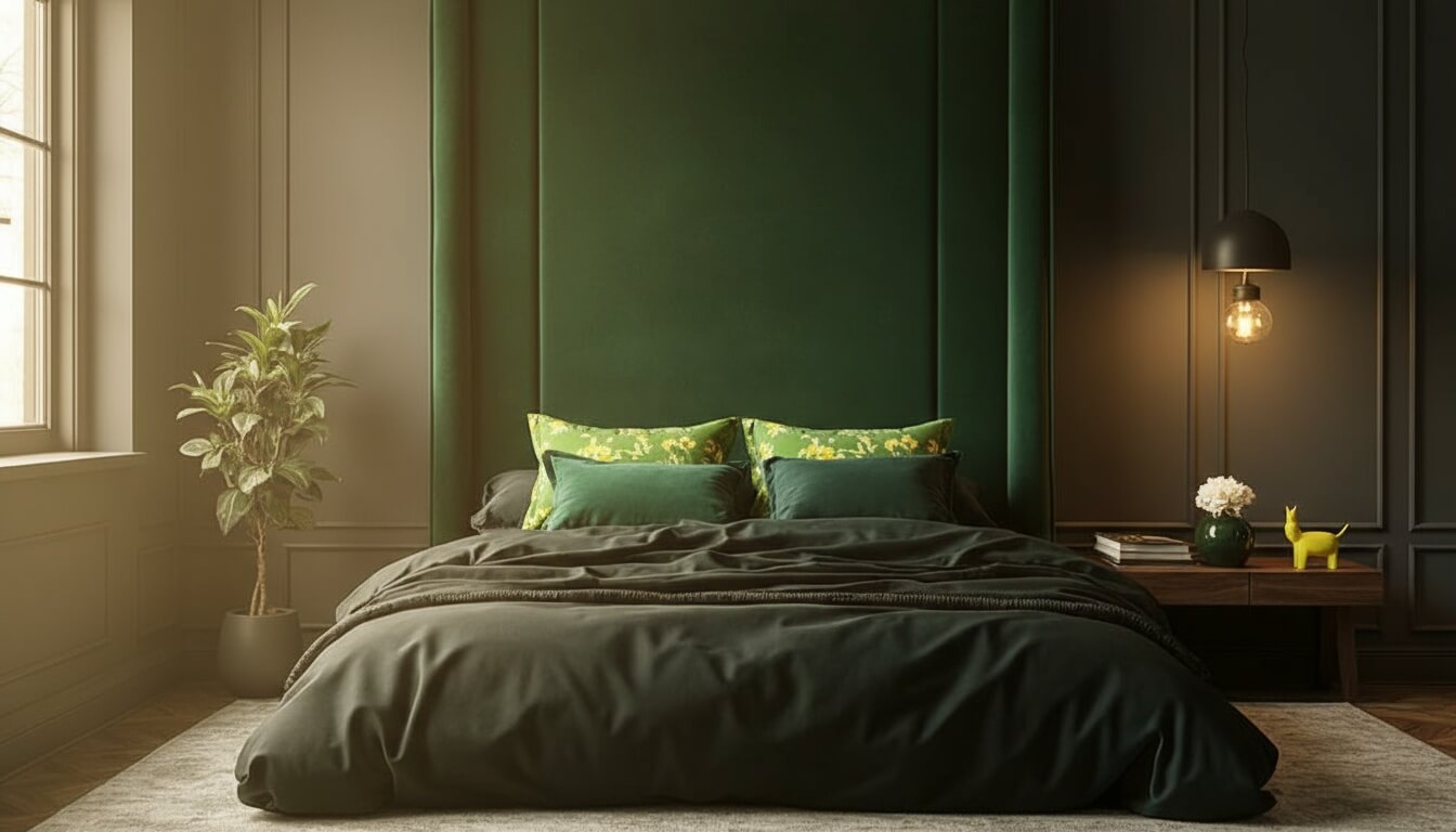 +44 fotos e ideas sobre qué colores combinan con verde: inspiración y armonía para vestir tus espacios 15 Salón con verde y amarillo mostaza como acento equilibrado