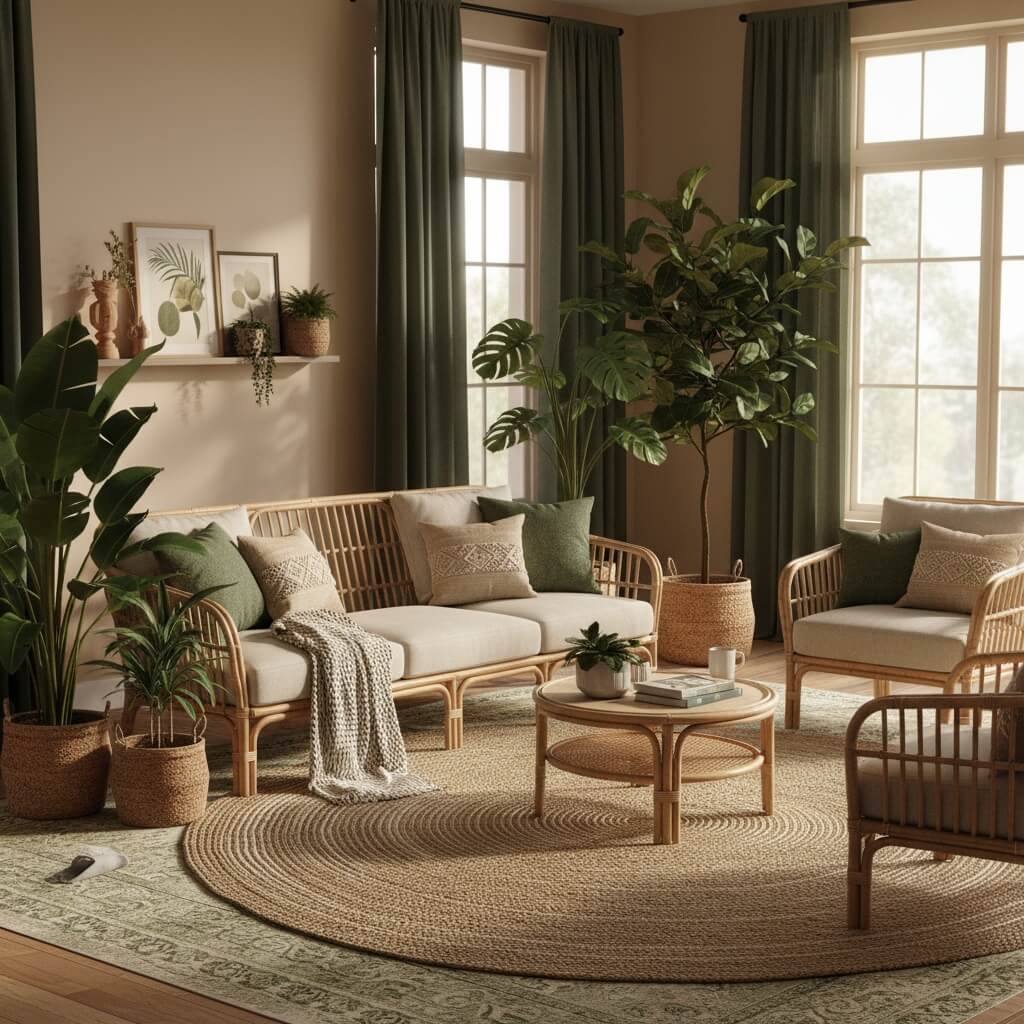 +44 fotos e ideas sobre qué colores combinan con verde: inspiración y armonía para vestir tus espacios 24 Salón con verde y beige: paleta natural para un hogar cálido