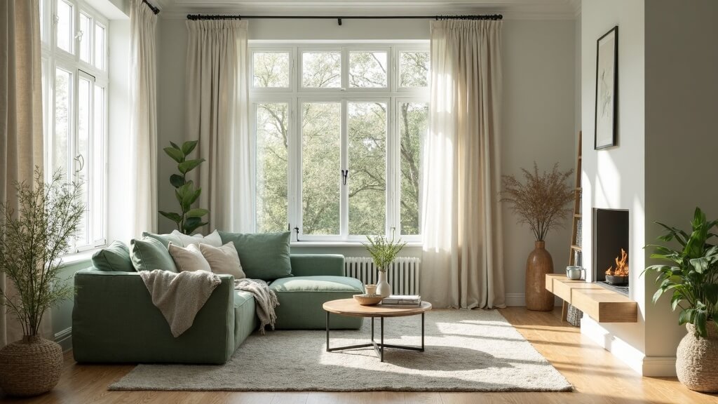 +44 fotos e ideas sobre qué colores combinan con verde: inspiración y armonía para vestir tus espacios 27 Salón con verde y gris: look moderno y sereno con luz suave