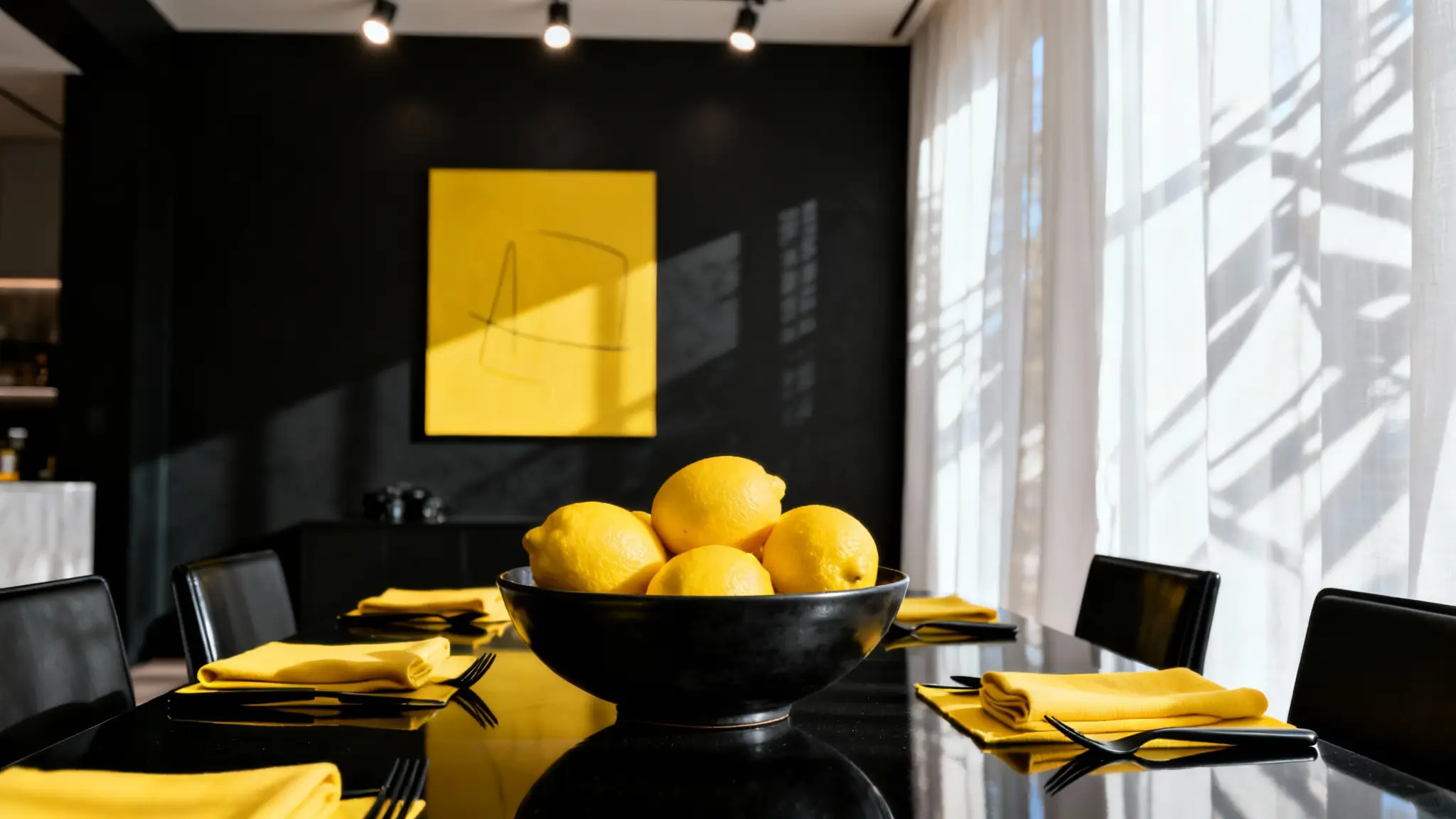Que colores combinan con el negro para un estilo moderno y versátil 7 Salón con negro como color de acento