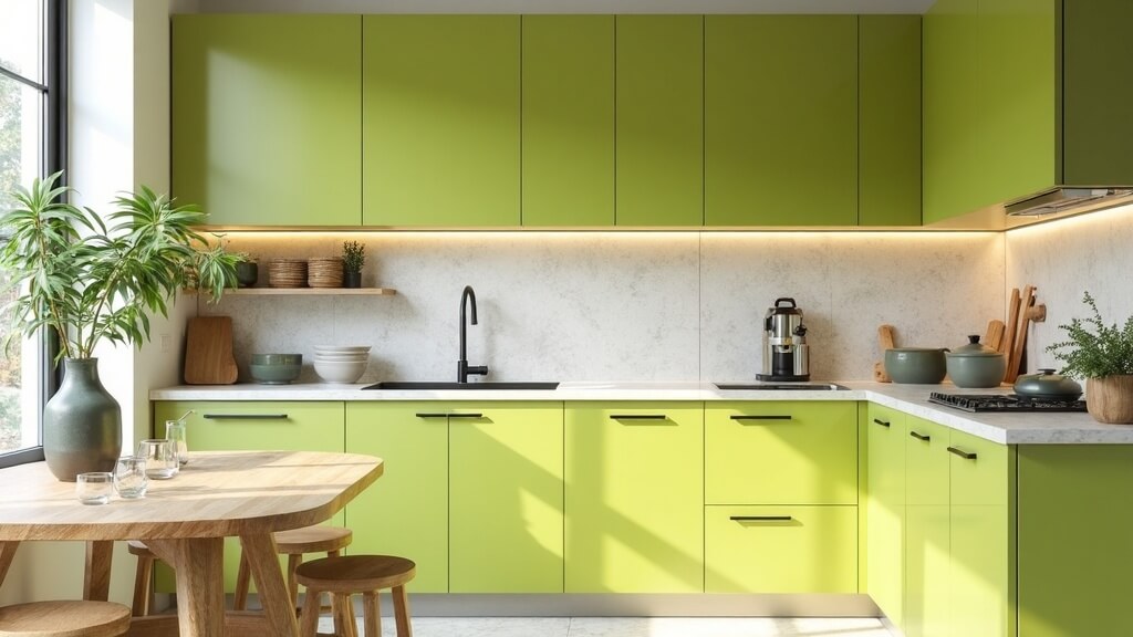 Colores que combinan con el verde lima: ideas frescas y luminosas para tu casa 11 Cocina con verde lima
