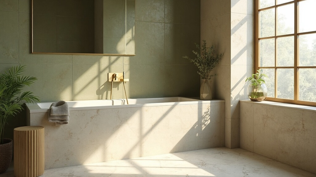 Baño con verde oliva