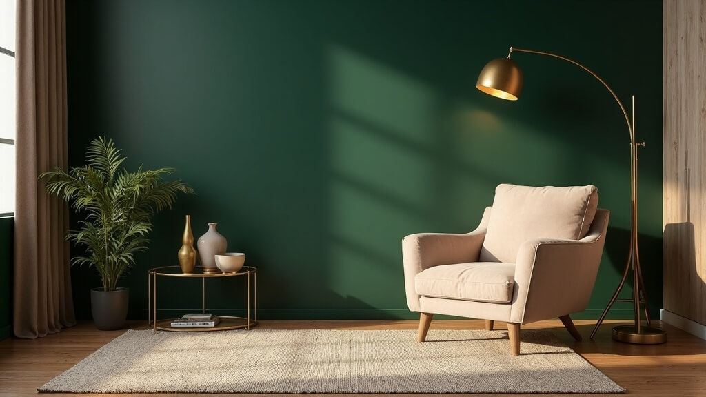 Verde oscuro con beige, arena y topo