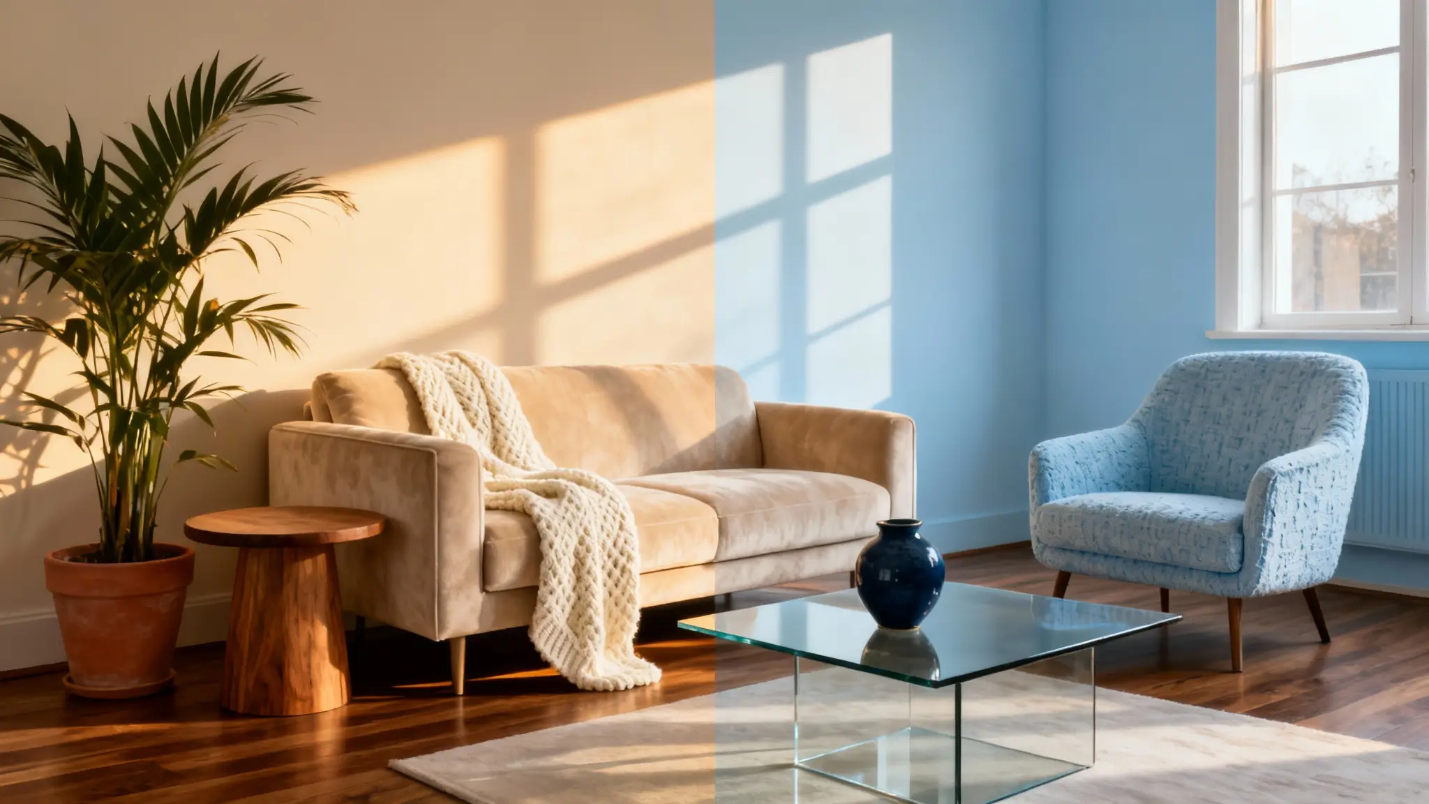 combinación de colores en interiores para crear un espacio sereno y luminoso
