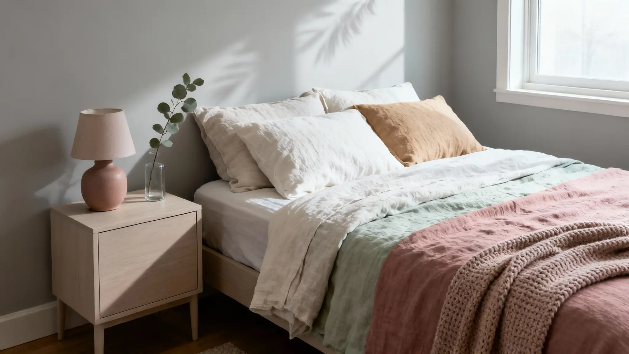 combinaciones de colores para dormitorio relajante con verdes suaves y neutros