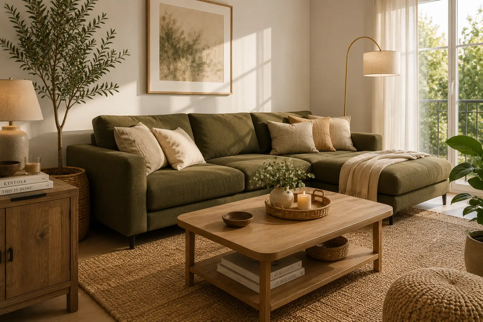 Cómo decorar un salón con sofá verde oliva o militar sin oscurecerlo: ideas para llenar tu casa de luz y estilo 16